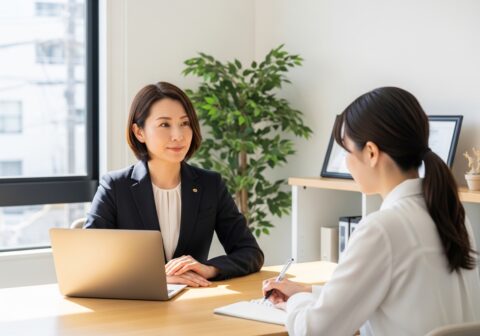 40代女性が女性探偵に人探しの無料相談をしている様子