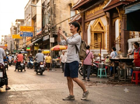 タイを旅行中の日本人男性