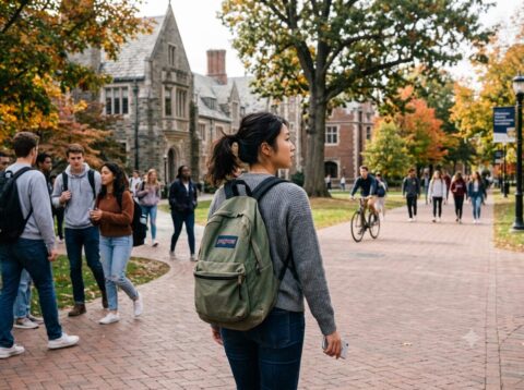 アメリカへ留学中の日本人女性