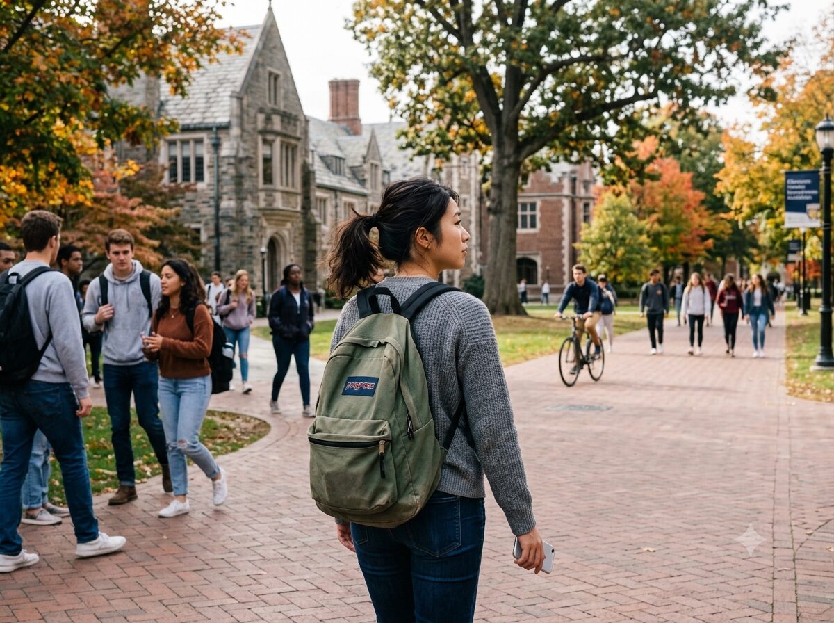 アメリカへ留学中の日本人女性